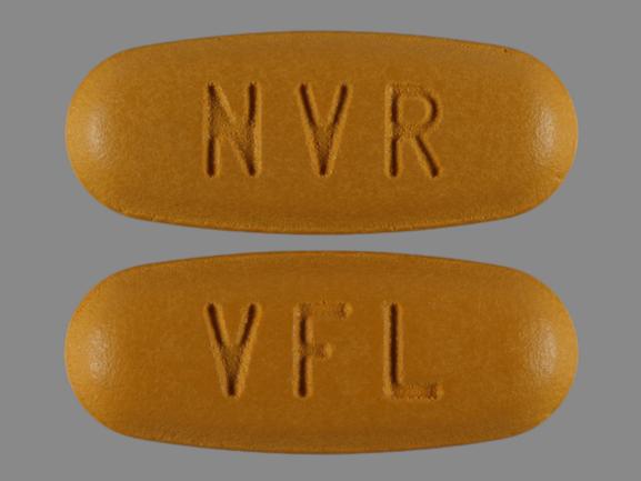 Pill NVR VFL Brown Elliptical/Oval is Amlodipine Besylate, Hydrochlorothiazide and Valsartan