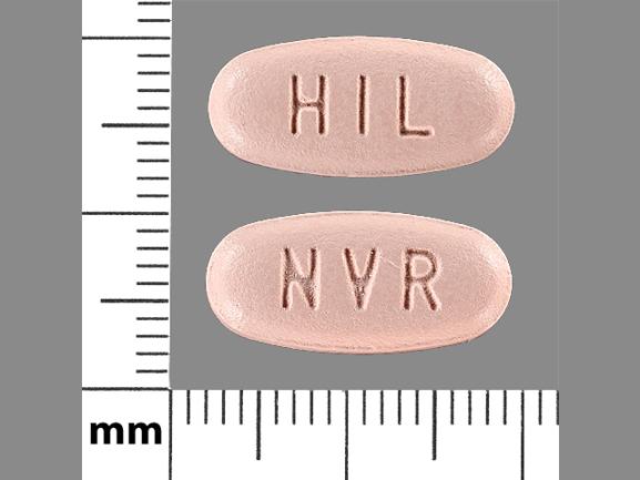 Pill NVR HIL Pink Elliptical/Oval is Hydrochlorothiazide and Valsartan
