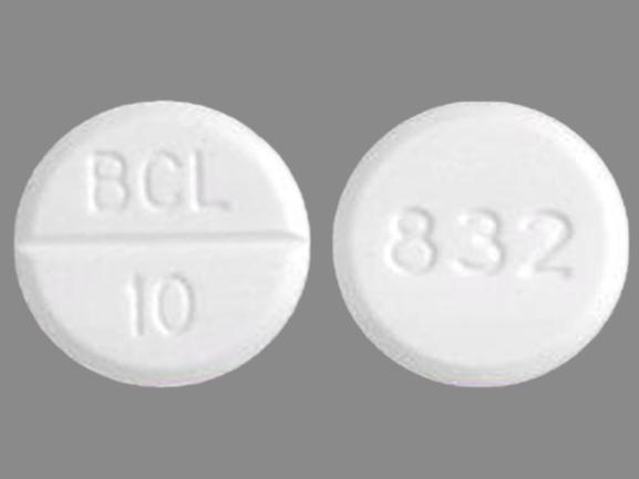 Pill 832 BCL 10 White Round is Bethanechol Chloride