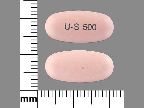 Pill U-S 500 Pink Capsule-shape is Divalproex Sodium Delayed-Release