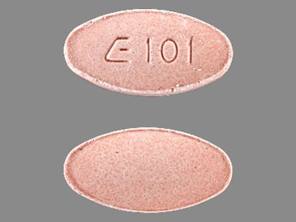 Pill E 101 Pink Oval is Lisinopril