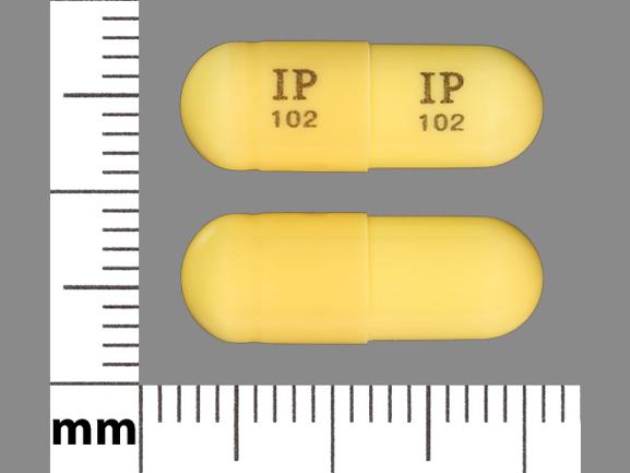 Pill IP 102 IP 102 Beige Capsule/Oblong is Gabapentin