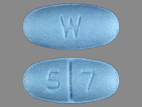 Pill W 5 7 Blue Oval is Sertraline Hydrochloride