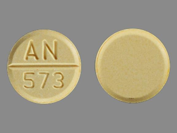 Pill AN 573 Yellow Round is Bethanechol Chloride