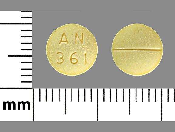 Pill AN 361 Yellow Round is Folic Acid