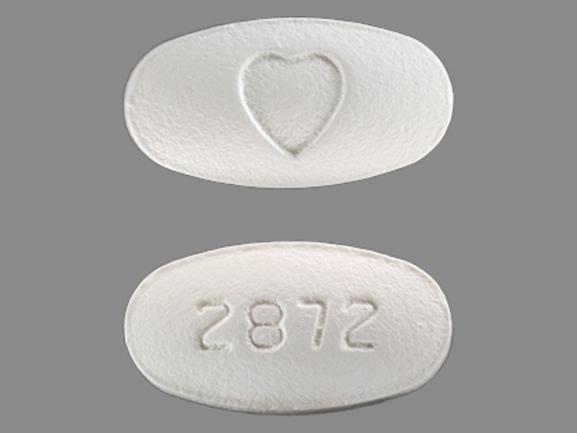 Pill Logo 2872 White Elliptical/Oval is Irbesartan