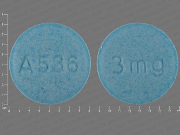 Pill A536 3 mg Blue Round is Guanfacine Hydrochloride Extended-Release