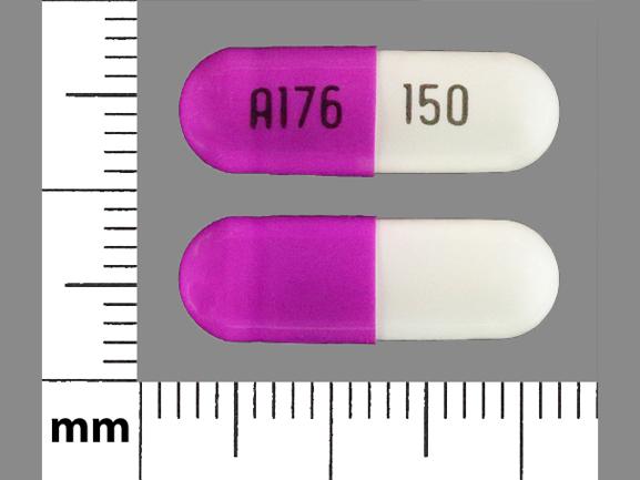 Pill A176 150 Purple Capsule/Oblong is Fluvoxamine Maleate Extended-Release