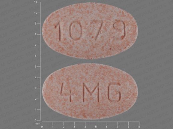 Pill 1079 4 MG Pink Oval is Montelukast Sodium (Chewable)