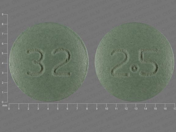Pill 32 2.5 Green Round is Felodipine Extended-Release