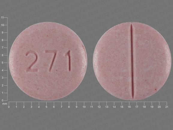 Pill 271 Pink Round is Carbamazepine (Chewable)