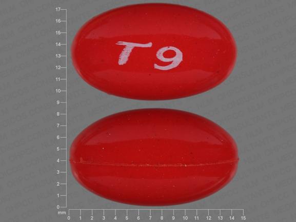 Pill T9 Red Elliptical/Oval is Triphrocaps