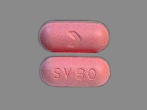 Pill SV 80 > Pink Oval is Simvastatin