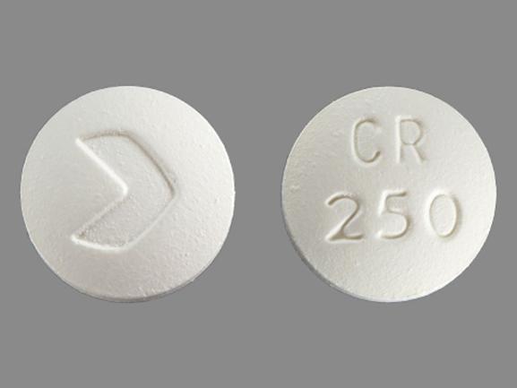 Ciprofloxacin hydrochloride 250 mg CR 250 >