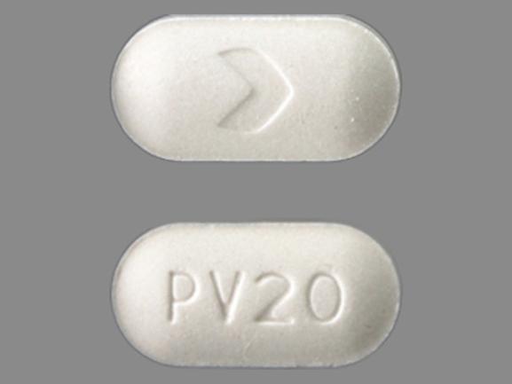 Pill PV 20 > White Oval is Pravastatin Sodium