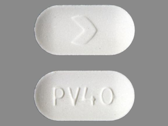 Pill PV 40 > White Oval is Pravastatin Sodium