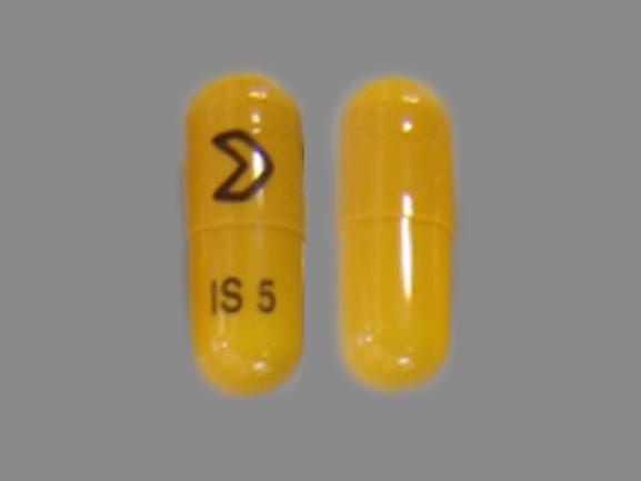 Pill > IS 5 Yellow Capsule/Oblong is Isradipine