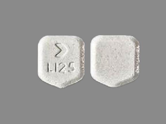 Pill > LI25 White Five-sided is Lamotrigine (Chewable, Dispersible)