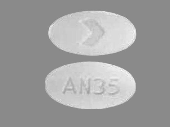 Pill AN35 > White Oval is Alendronate Sodium