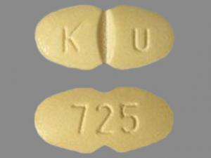 Pill K U 725 Yellow Figure eight-shape is Hydrochlorothiazide and Moexipril Hydrochloride