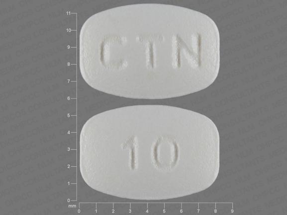 Pill CTN 10 White Barrel is Cetirizine Hydrochloride