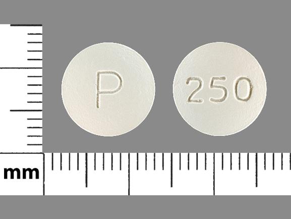 Pill P 250 White Round is Ciprofloxacin Hydrochloride