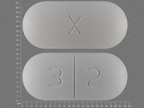 Pill X 3 2 White Capsule/Oblong is Amoxicillin and Clavulanate Potassium