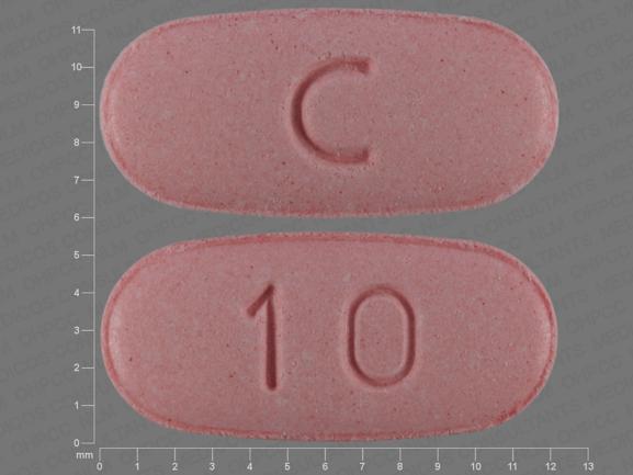 Pill C 10 Pink Capsule/Oblong is Fluconazole
