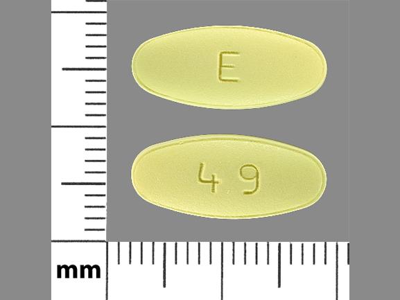 Pill E 49 Yellow Oval is Hydrochlorothiazide and Losartan Potassium
