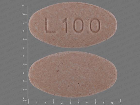 Pill L100 Peach Oval is Carbidopa and Levodopa Extended-Release