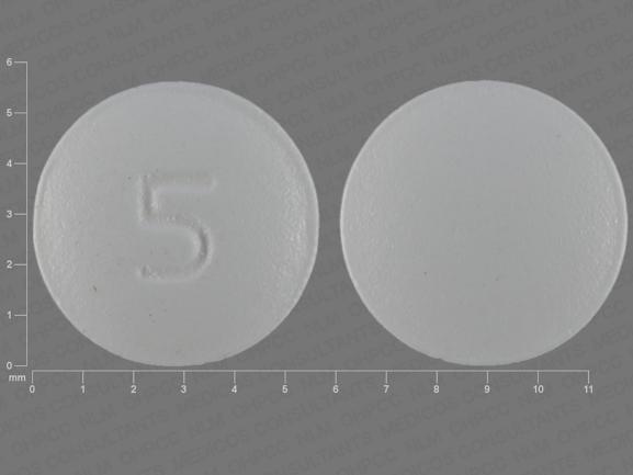 Pill 5 White Round is Escitalopram Oxalate