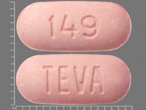 Pill TEVA 149 Red Elliptical/Oval is Naproxen