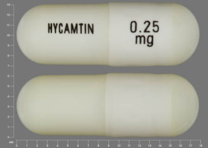 Pill HYCAMTIN 0.25 mg White Capsule/Oblong is Hycamtin