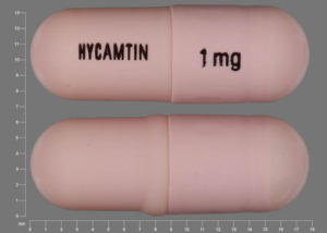 Pill HYCAMTIN 1 mg Pink Capsule/Oblong is Hycamtin