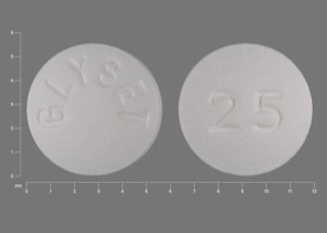 Pill 25 GLYSET White Round is Glyset