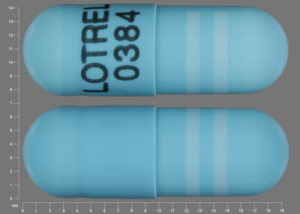 Pill LOTREL 0384 Blue Capsule/Oblong is Lotrel