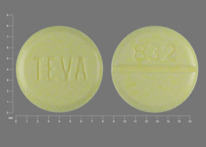 Pill TEVA 832 Yellow Round is Clonazepam