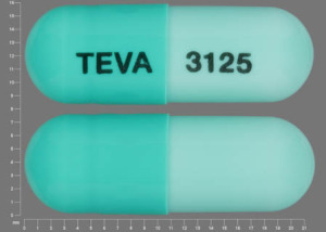 Pill TEVA 3125 Green Capsule/Oblong is Dicloxacillin Sodium