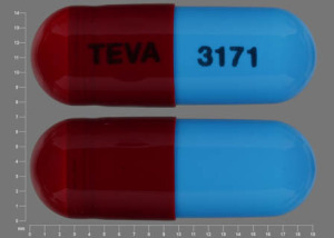 Pill TEVA 3171 Red Capsule/Oblong is Clindamycin Hydrochloride