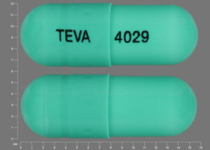 Pill TEVA 4029 Green Capsule/Oblong is Indomethacin