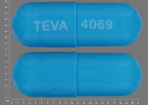 Pill TEVA 4069 Blue Capsule/Oblong is Prazosin Hydrochloride