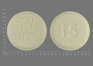 Pill TV U7 15 Yellow Round is Olanzapine (Orally Disintegrating)