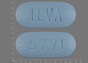 Pill TEVA 5771 Blue Capsule/Oblong is Olanzapine