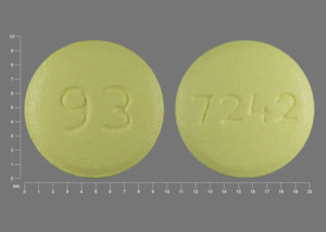 Pill 93 7242 Yellow Round is Risperidone