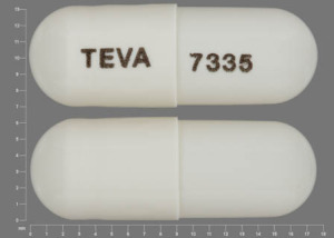 Pill TEVA 7335 White Capsule-shape is Topiramate (Sprinkle)
