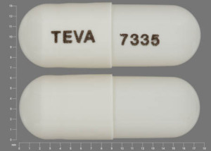 Pill TEVA 7335 White Capsule/Oblong is Topiramate (Sprinkle)