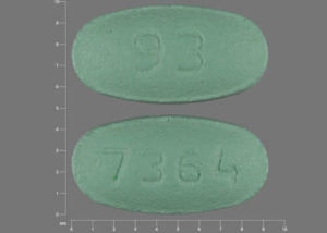 Pill 93 7364 Green Elliptical/Oval is Losartan Potassium