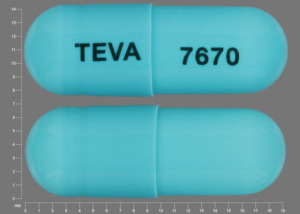 Pill TEVA 7670 Blue Capsule-shape is Amlodipine Besylate and Benazepril Hydrochloride