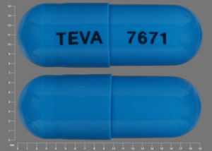 Pill TEVA 7671 Blue Capsule-shape is Amlodipine Besylate and Benazepril Hydrochloride