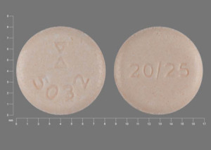 Pill 20/25 Logo 5032 Orange Round is Hydrochlorothiazide and Lisinopril